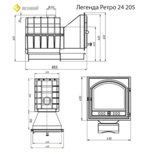 Банная чугунная печь Везувий Легенда Ретро 24 (205)