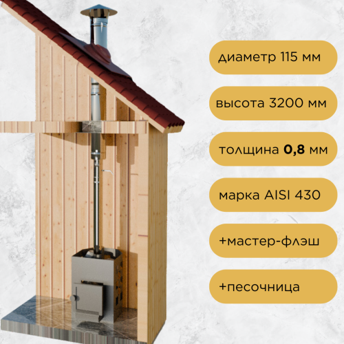 Дымоход для бани №5 (0,8 мм) AISI430 прямой